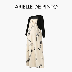 法国ARIELLE DE PINTO孕妇套装夏款防晒针织开衫水墨画吊带连衣裙