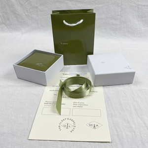 新款首饰包装盒梵克雅宝项链盒耳钉盒四叶草吊坠项链盒子手提袋子