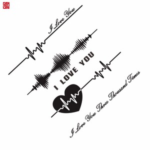 汽车心电图车贴创意个性划痕车身贴后档装饰贴纸趣味我爱你声波图