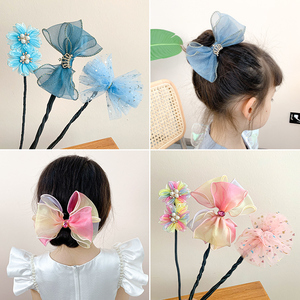 儿童丸子头盘发神器女童头饰编发器丸子花杆小女孩不伤发蝴蝶结女