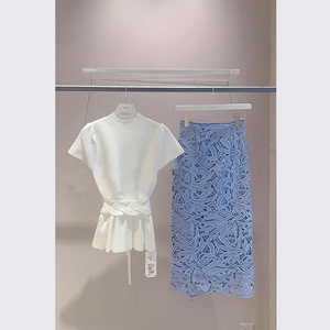 夏装搭配一整套时尚名媛女装高端蓝色连衣裙子小香风套装2024新款