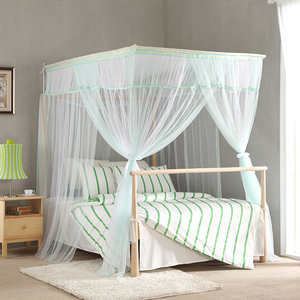 自然风伸缩蚊帐三开门1.8m米床双人床钓鱼杆u型导轨蚊帐 1.5m床