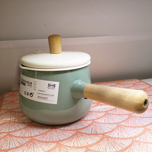 至爱baby宜家ikea卡斯鲁长柄带盖锅家用烹饪锅具奶锅汤锅搪瓷炖锅