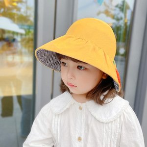 夏季儿童可折叠遮阳帽女宝太阳帽空顶水果防晒帽子男童透气大帽檐