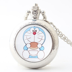 超萌叮当猫图案怀表中学生卡通动漫石英翻盖怀表毕业礼物送朋友