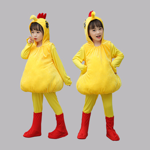 儿童小鸡演出服动物服幼儿小鸡舞蹈表演服卡通大公鸡舞台纱裙服装