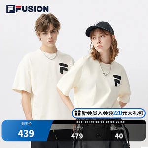 FILA FUSION斐乐潮牌短袖T恤情侣款夏季宽松男士运动休闲女子短t