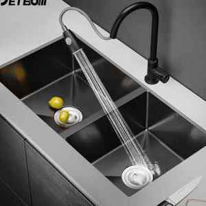 detbom出口台下黑色304不锈钢纳米水槽双槽厨房洗菜盆水池洗碗池