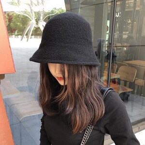 方脸适合的帽子冬季女秋冬时尚羊毛针织渔夫帽冬天韩版百搭小沿