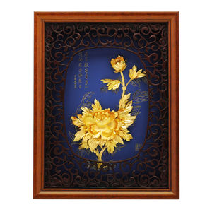 京峰阁牡丹立体金箔现代简约居家装饰画客厅玄关沙发背景墙挂画壁