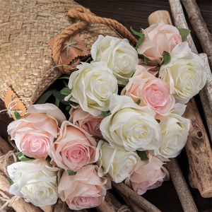 单支玫瑰永生花520情人节送女友小礼物野餐拍照粉白仿真花束捧花