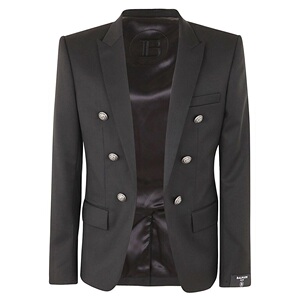 balmain 巴尔曼男士 黑色双排扣休闲西装23春夏正品代购yh1sg005w