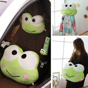 日系卡通青蛙可爱大眼蛙周边抱枕腰靠空调毯车枕头枕安全带套挂件