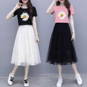 单件潮裙子韩版女装时尚雏菊新款夏2021学生两件子女套装两件套