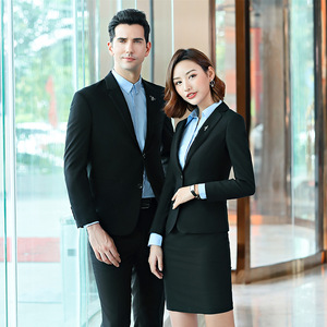 职业西装套装女秋季季时尚三件套销售白领正装西服男女同款工作服
