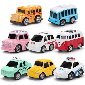 儿童玩具合金回力惯性小汽车金属卡通工程警车消防巴士男孩玩具车