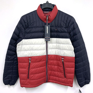 现货 tommy hilfiger 汤米男士冬季轻薄可收纳立领拼色保暖羽绒服