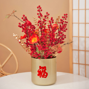 北美冬青红果发财果仿真花摆设摆件客厅餐桌插花假花新年装饰花艺