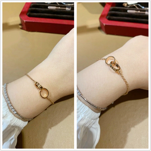 正品cartier/卡地亚love双环手链 18k玫瑰金 双圈女士 手环 手饰