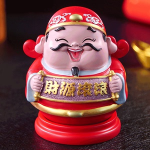 中国风不倒翁财神泥人泥塑办公室桌摆件送人礼品客厅摆设家居饰品