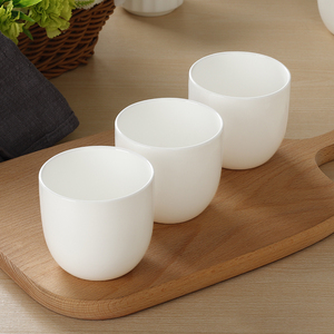 骨瓷纯白茶杯水杯白瓷杯子家用早餐酒店高档摆台喝茶白色陶瓷餐具