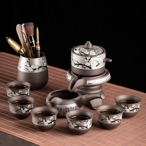 紫砂自动茶具套装家用懒人泡茶神器办公室轻奢高档功夫石磨泡茶壶