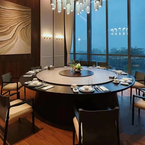 电动餐桌大圆桌酒店岩板可定制饭桌家用新中式12人15人20饭店餐厅