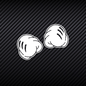 米老鼠米奇握拳头手势镂空后车窗hf汽车贴纸hellaflush拉花反光贴