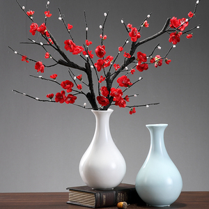 新中式创意花瓶摆件客厅玄关干花插花角几装饰品中国风梅花仿真花