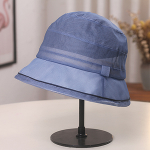 帽子女士春夏轻薄透气可折叠防晒渔夫帽优雅真丝防紫外线遮阳盆帽