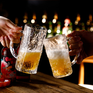 树纹肌理啤酒杯家用大容量网红创意扎啤杯玻璃酒杯啤酒杯子商用