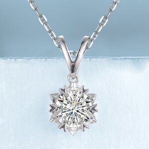 官网六福典雅(珠宝)18k金雪花款吊坠钻石项链女钻石项坠定制白