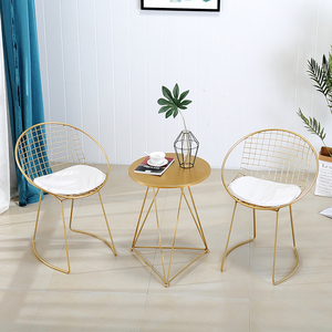 北欧镂空单人椅阳台休闲小圆桌椅组合简约现代靠背椅奶茶店桌椅