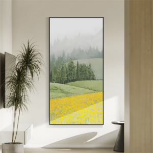 北欧入户玄关装饰画ins风绿色清新草原风景走廊过道尽头竖版挂画
