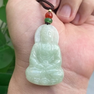 天然冰糯种绿底翡翠a货玉大日如来吊坠挂件 男女士款属羊猴本命佛