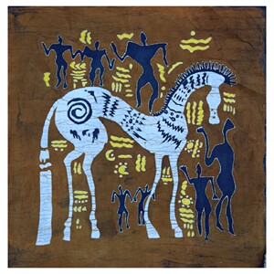 安顺苗族特色手工艺绘画蜡染抽象派画酒店餐厅咖啡厅背景布艺装饰