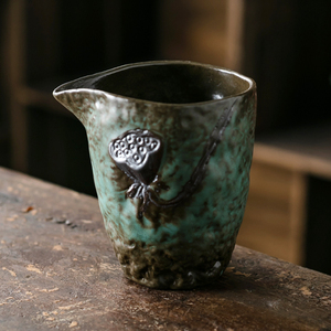 陶绿粗陶创意公道杯陶瓷分茶器茶虑茶漏套装茶海均杯功夫茶具配件