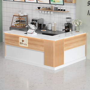 奶茶店吧台收银台店铺小型蛋糕甜品店柜台餐饮店转角前台桌接待台