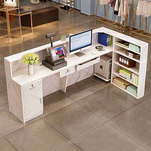 转角收银台柜台简约l型吧台药店餐饮理发店铺小型拐角前台接待台