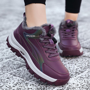 冬季加绒棉鞋女保暖鞋防滑中老年运动鞋妈妈鞋加棉老年棉靴旅游鞋