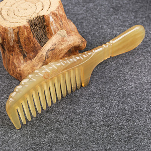 点犀天然牛角梳子加厚羊角梳宽齿送结婚女朋友生日中秋节礼物刻字