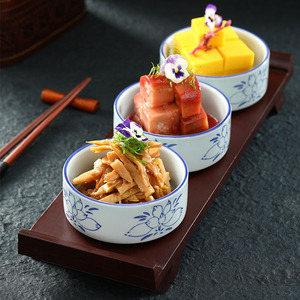 特色中国风三连凉菜小食拼盘会所酒店招牌菜火锅创意明档餐具