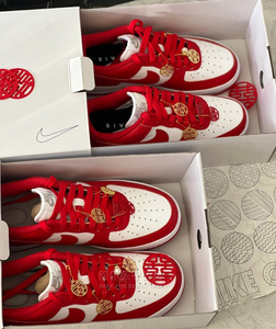 nike空军一号耐克红色龙年婚鞋新娘新秀禾女鞋定制结婚休闲板鞋