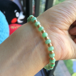 艳绿阳绿色带证书冰糯种天然a货翡翠缅甸玉手链小珠子6mm女款手串