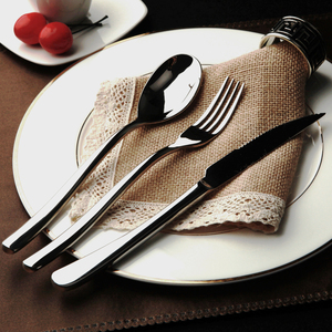 加厚不锈钢家用吃牛排刀叉勺盘子西餐餐具两件套三件套装全套欧式