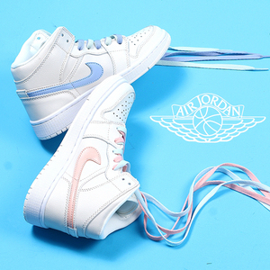耐克女鞋nike air jordan 1 aj1乔丹1篮球鞋高帮鸳鸯四色彩色鞋带