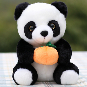 喜欢吃小南瓜的小熊猫毛绒玩具黑白公仔布娃娃玩偶成都旅游纪念品