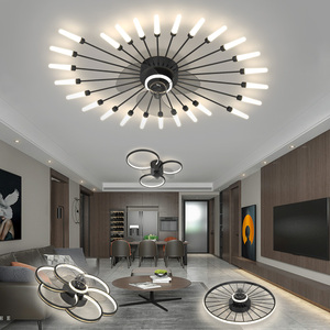 轻奢吸顶风扇灯客厅餐厅2021年新款网红隐形吊扇灯家用一体吊灯异形