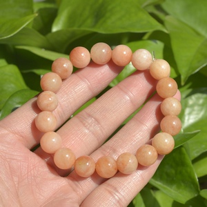 24#天然新疆戈壁玉粉红色金丝玉手链地表彩玉手钏彩石1厘米路路通