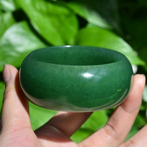 2#内径59圈正品新疆金丝玉手镯彩玉彩石绿色东陵玉手镯宽版时尚翠